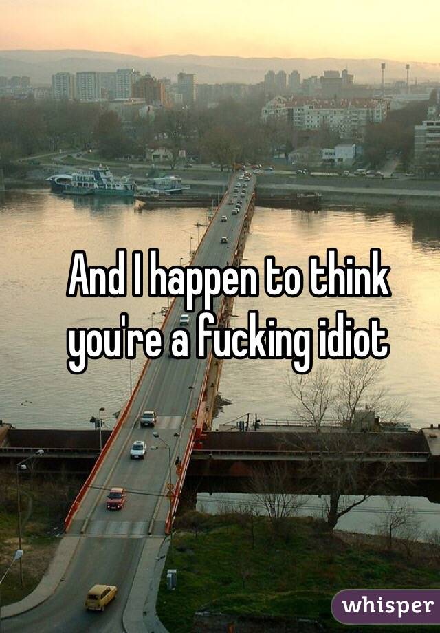 And I happen to think you're a fucking idiot 