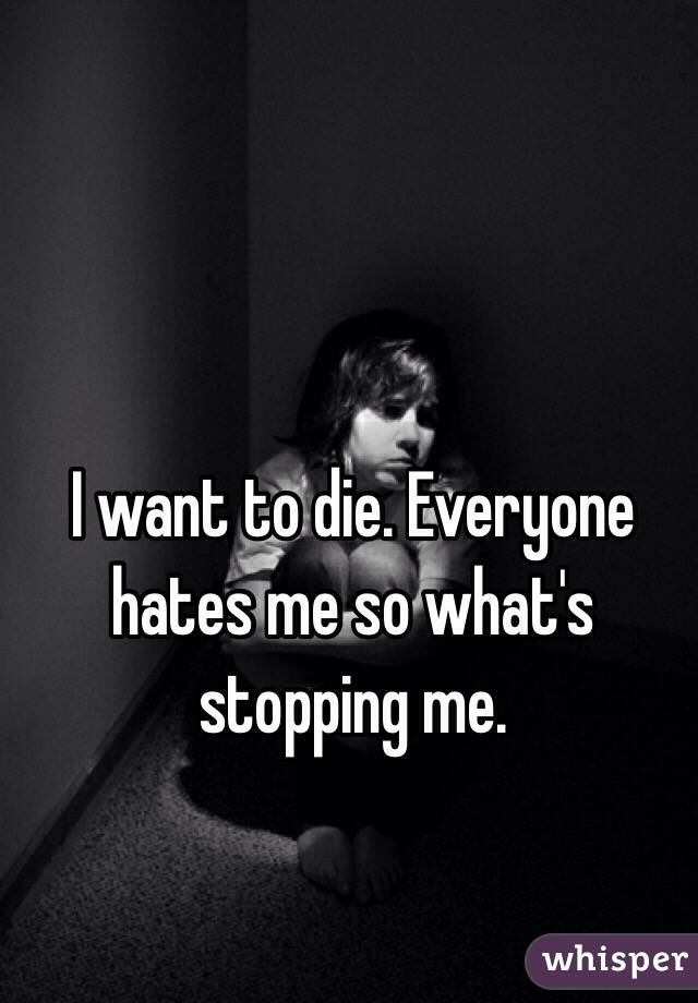I want to die. Everyone hates me so what's stopping me.
