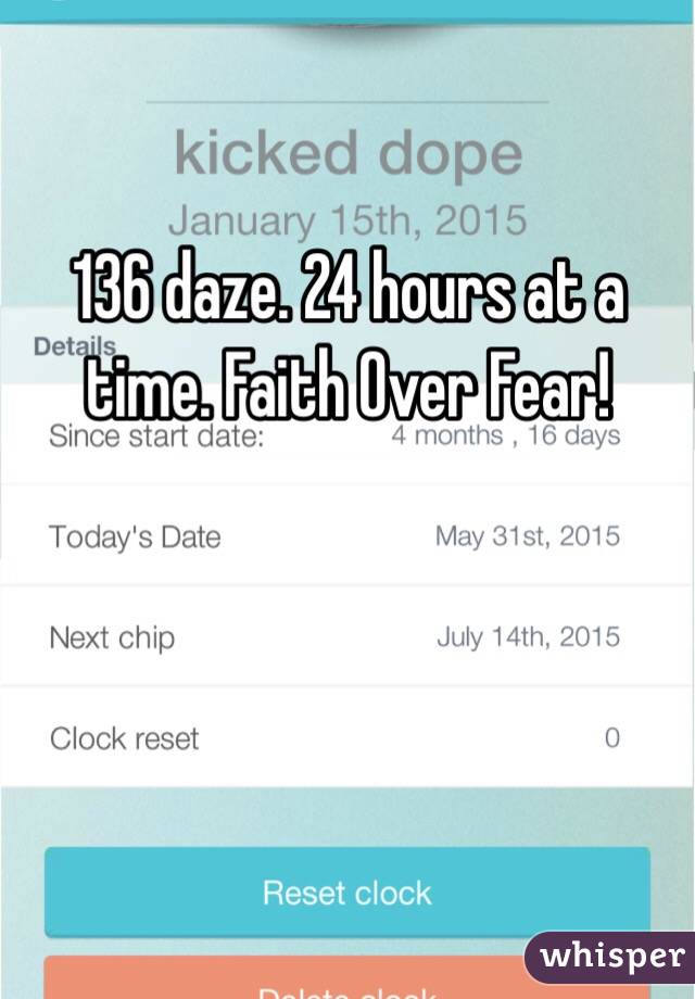 136 daze. 24 hours at a time. Faith Over Fear!