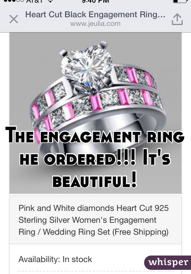 The engagement ring he ordered!!! It's beautiful!