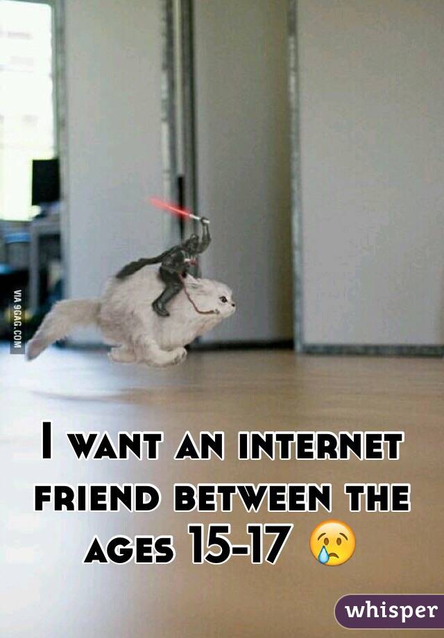 I want an internet friend between the ages 15-17 😢