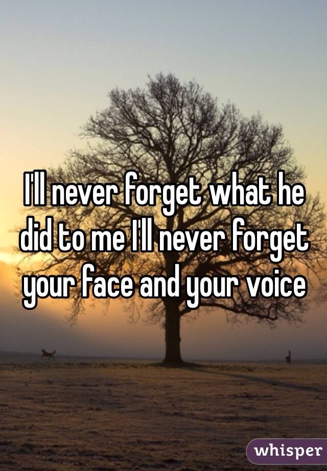 I'll never forget what he did to me I'll never forget your face and your voice 