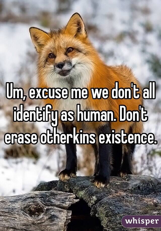Um, excuse me we don't all identify as human. Don't erase otherkins existence. 