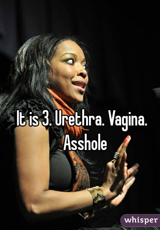 It is 3. Urethra. Vagina.  Asshole