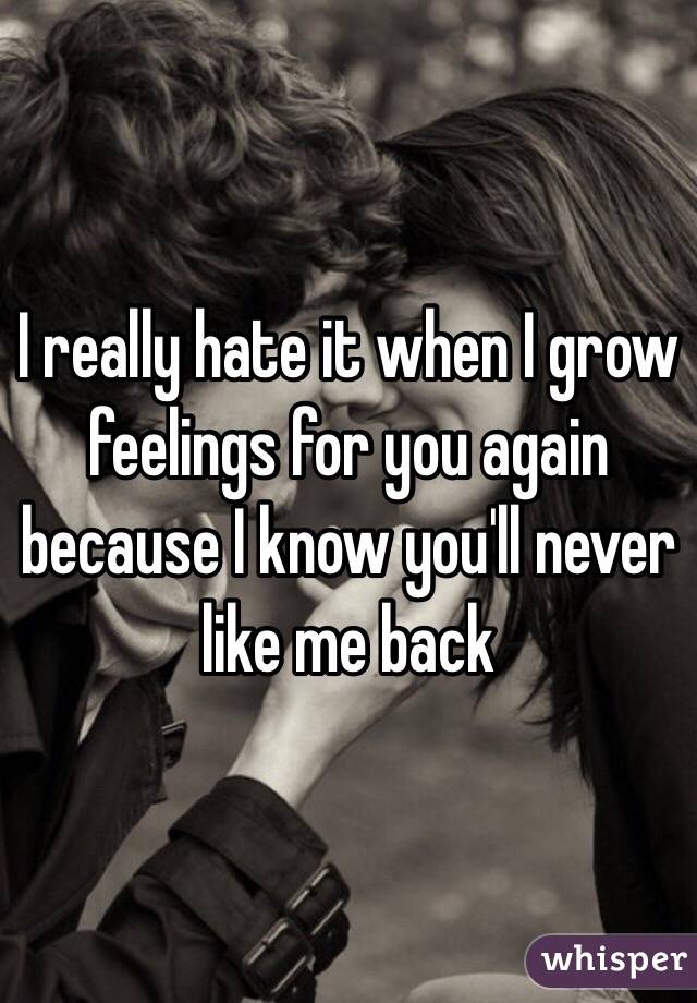 I really hate it when I grow feelings for you again because I know you'll never like me back 