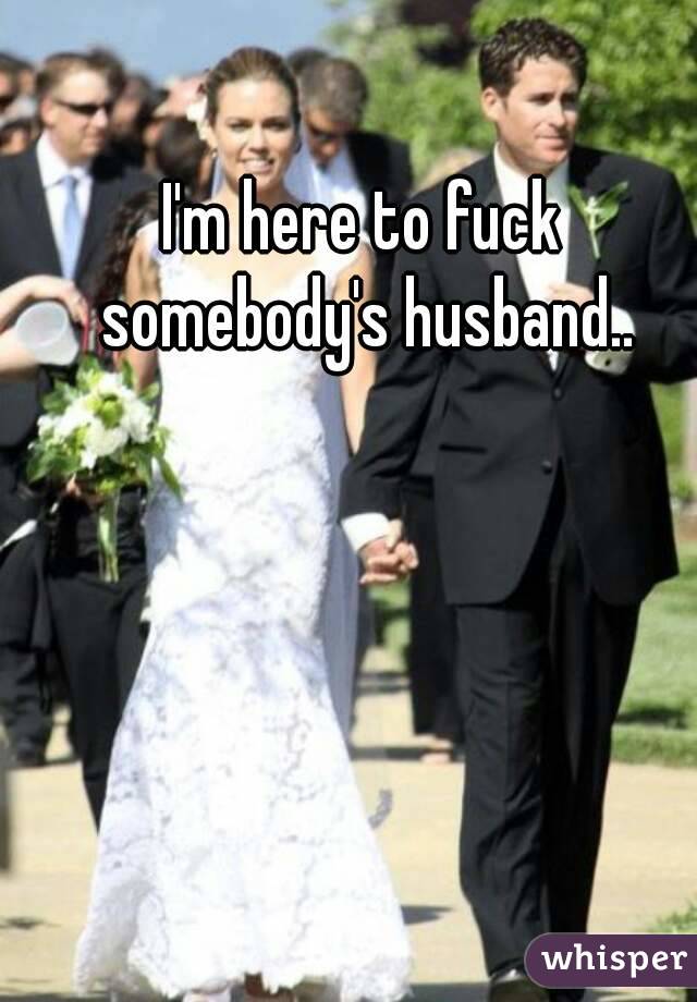 I'm here to fuck somebody's husband..