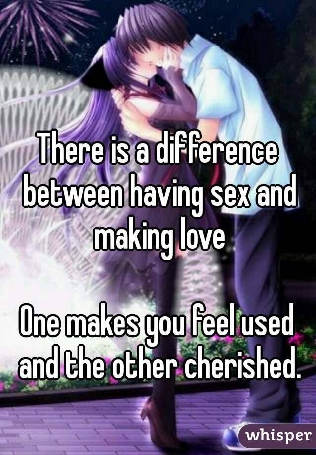 

There is a difference between having sex and making love

One makes you feel used and the other cherished.