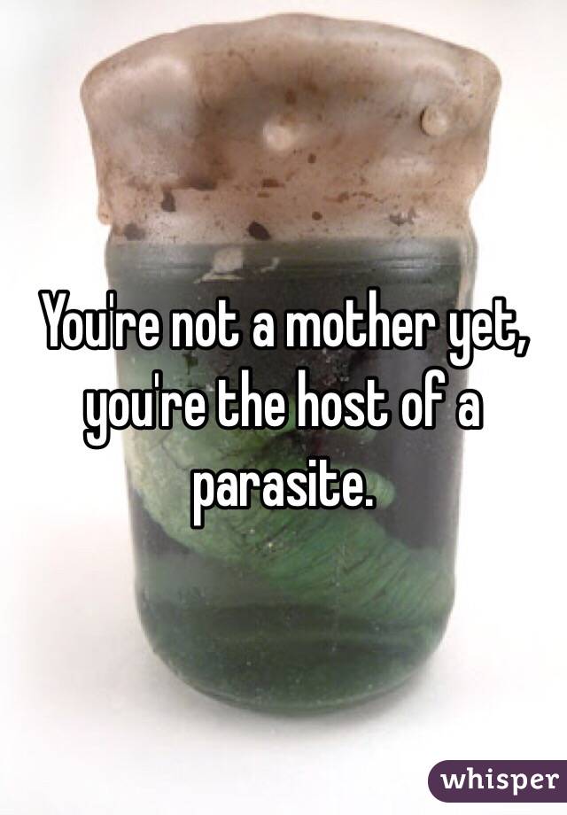 You're not a mother yet, you're the host of a parasite.