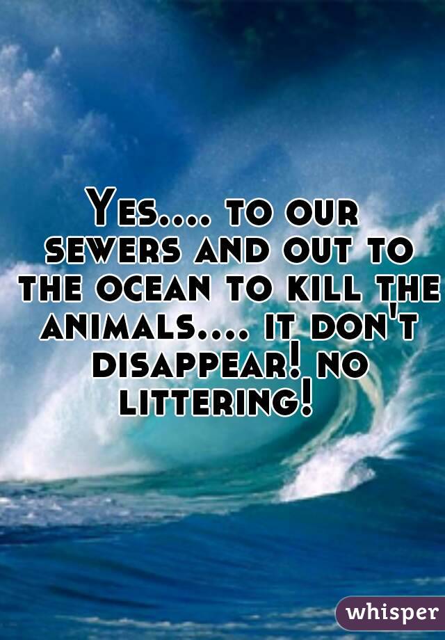 Yes.... to our sewers and out to the ocean to kill the animals.... it don't disappear! no littering!  