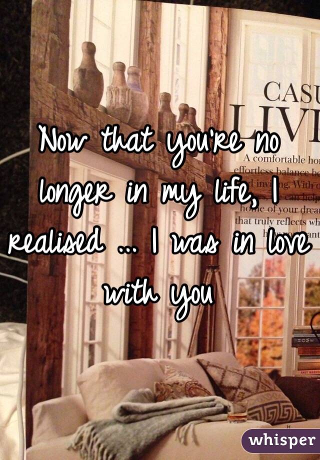 Now that you're no longer in my life, I realised ... I was in love with you 