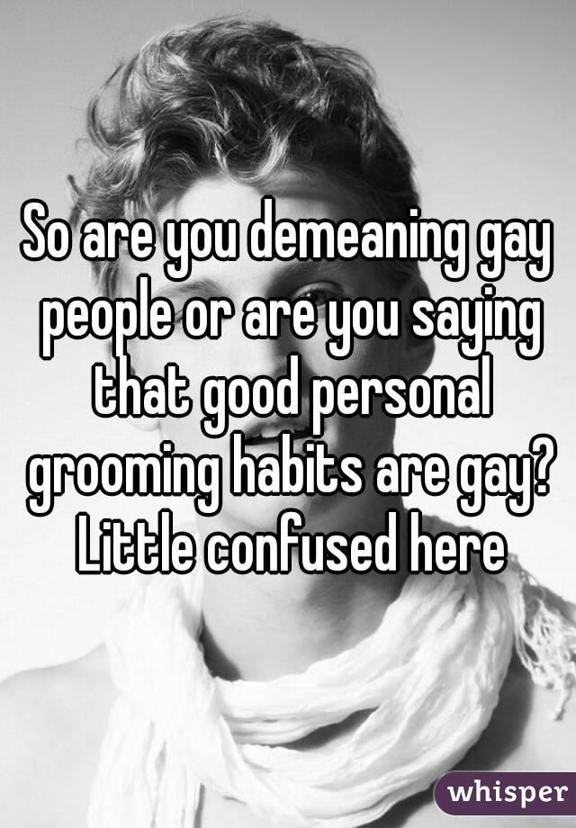 So are you demeaning gay people or are you saying that good personal grooming habits are gay? Little confused here