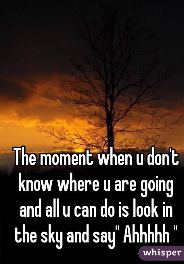  The moment when u don't know where u are going and all u can do is look in the sky and say" Ahhhhh " 