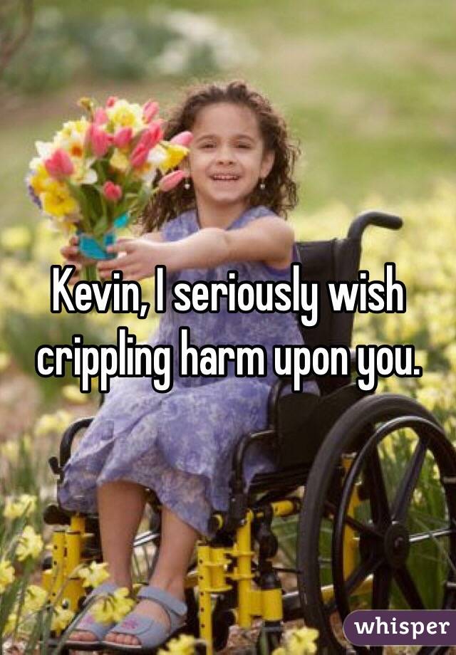 Kevin, I seriously wish crippling harm upon you.