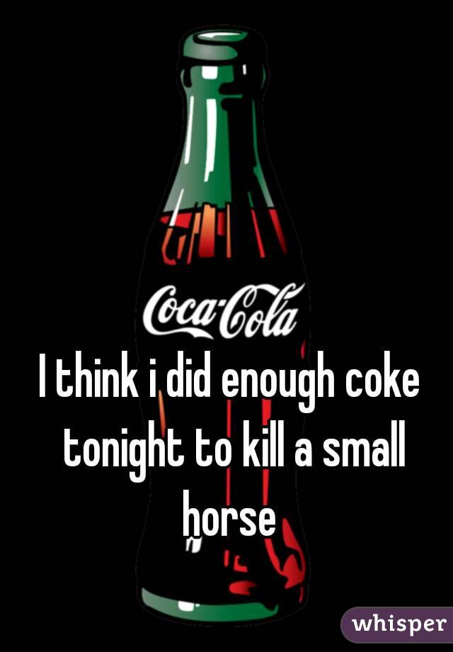 I think i did enough coke tonight to kill a small horse 