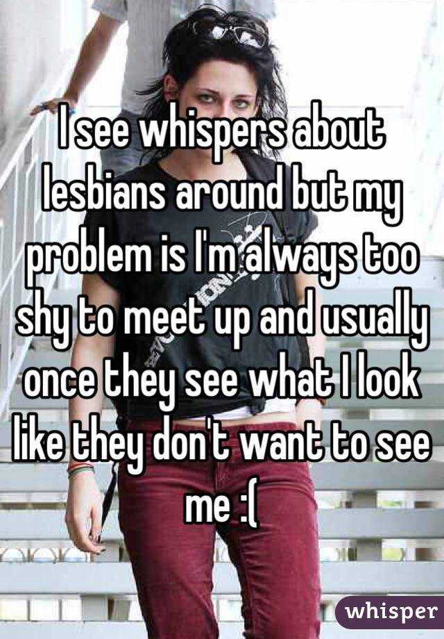 I see whispers about lesbians around but my problem is I'm always too shy to meet up and usually once they see what I look like they don't want to see me :(