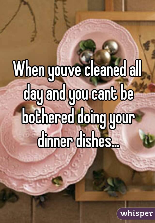 When youve cleaned all day and you cant be bothered doing your dinner dishes...