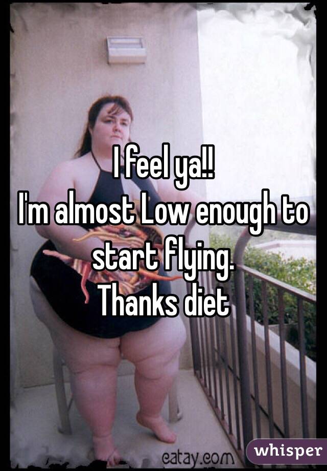 I feel ya!! 
I'm almost Low enough to start flying.
Thanks diet 