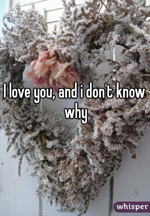 I love you, and i don't know why