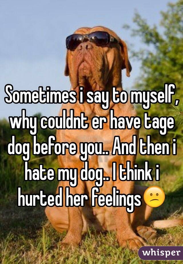 Sometimes i say to myself, why couldnt er have tage dog before you.. And then i hate my dog.. I think i hurted her feelings😕