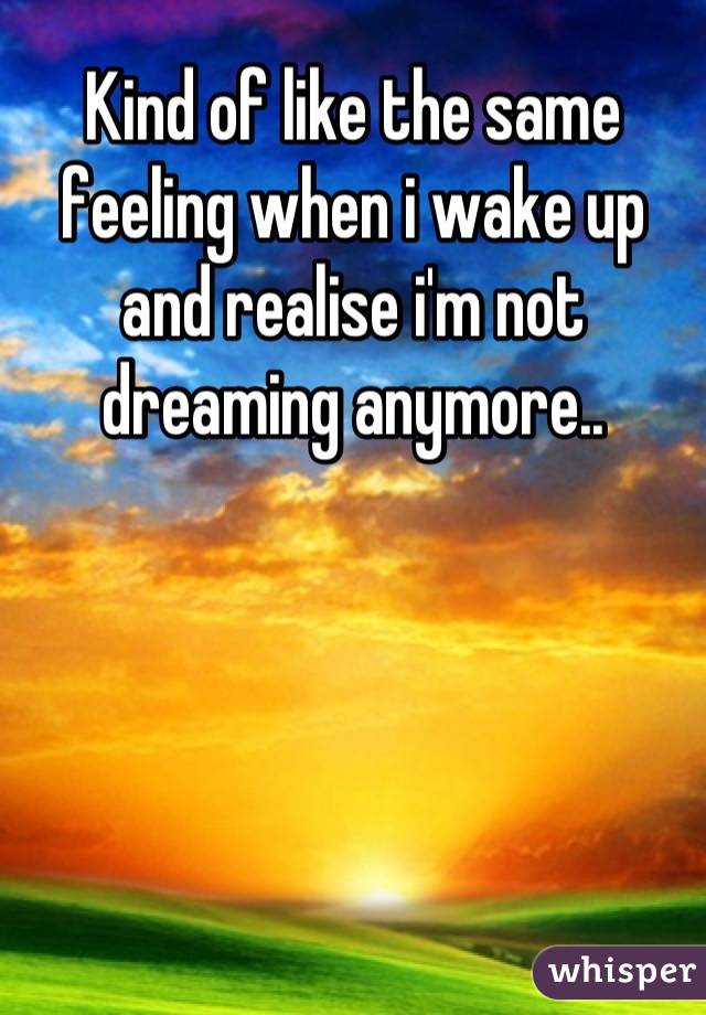 Kind of like the same feeling when i wake up and realise i'm not dreaming anymore..