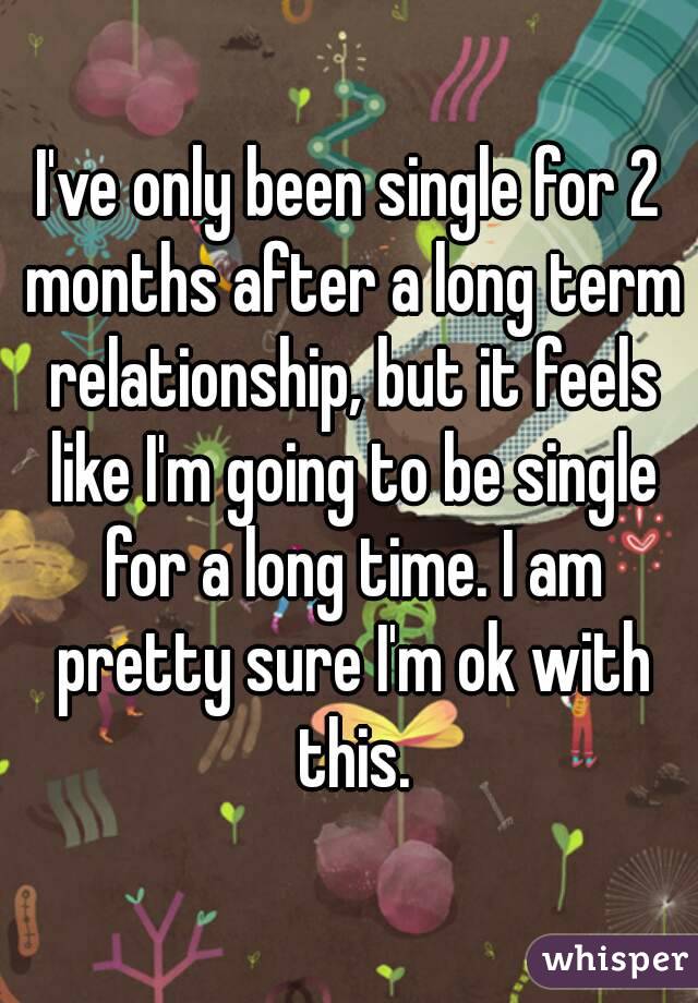 I've only been single for 2 months after a long term relationship, but it feels like I'm going to be single for a long time. I am pretty sure I'm ok with this.
