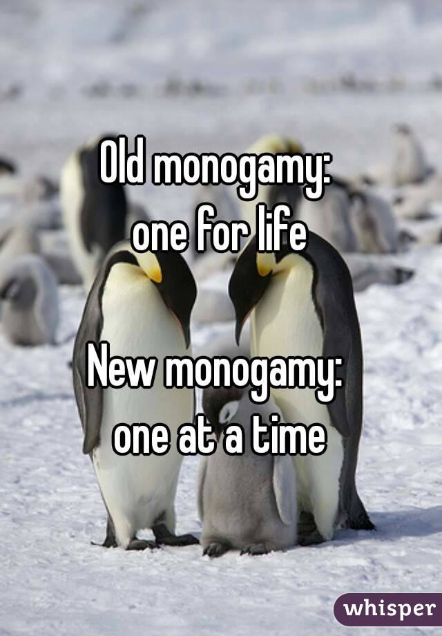 Old monogamy: 
one for life

New monogamy: 
one at a time