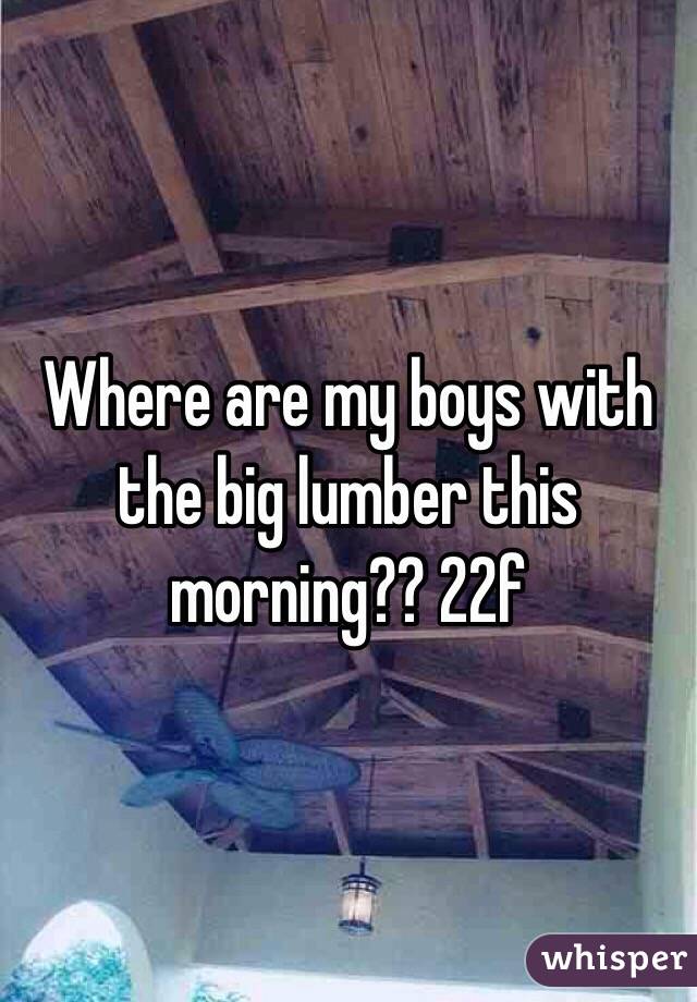 Where are my boys with the big lumber this morning?? 22f