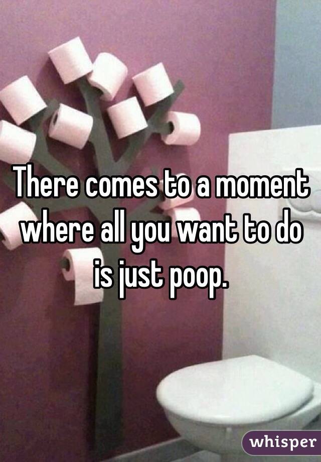 There comes to a moment where all you want to do is just poop. 