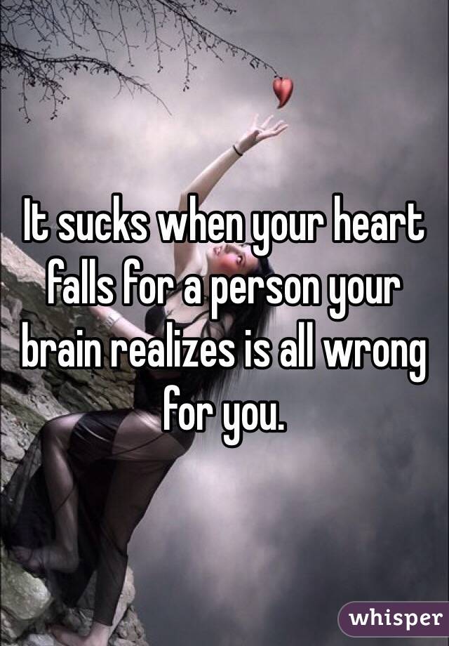 It sucks when your heart falls for a person your brain realizes is all wrong for you. 
