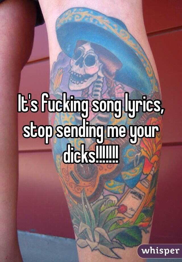 It's fucking song lyrics, stop sending me your dicks!!!!!!!