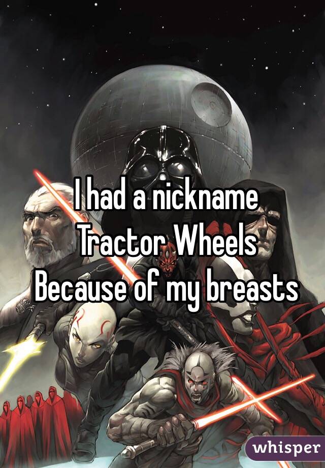 I had a nickname 
Tractor Wheels
Because of my breasts