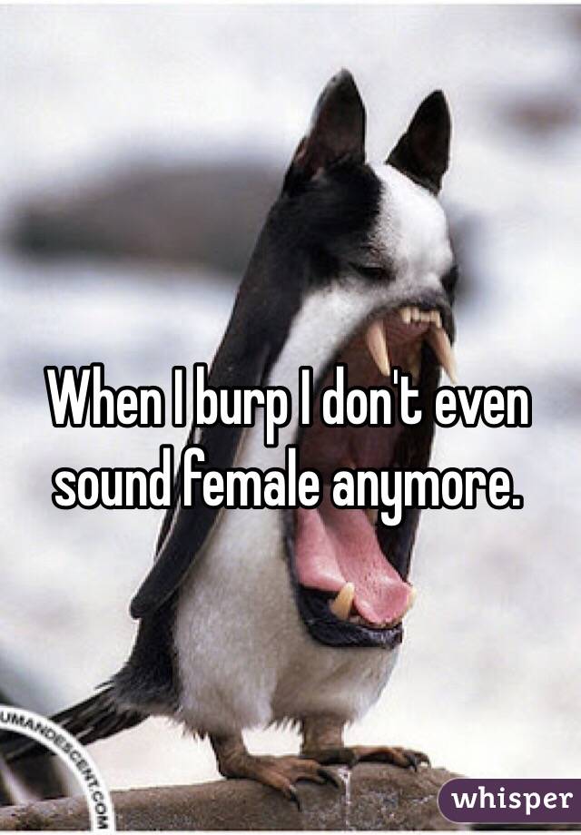 When I burp I don't even sound female anymore. 