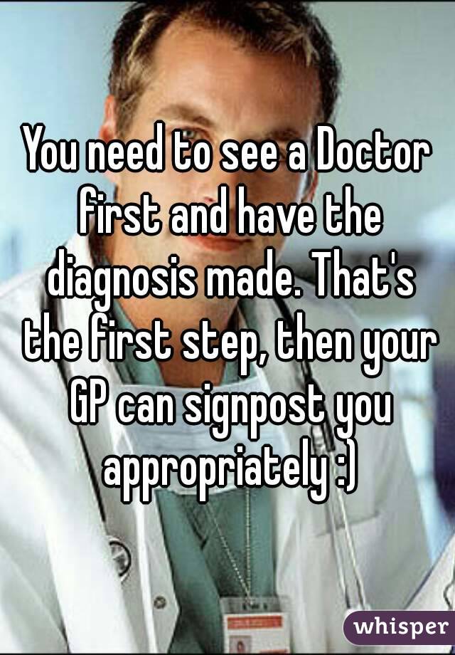 You need to see a Doctor first and have the diagnosis made. That's the first step, then your GP can signpost you appropriately :)