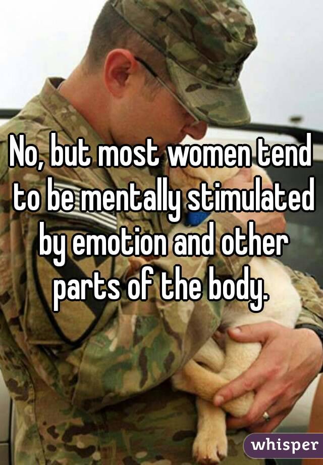 No, but most women tend to be mentally stimulated by emotion and other parts of the body. 