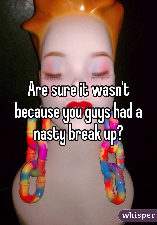 Are sure it wasn't because you guys had a nasty break up?