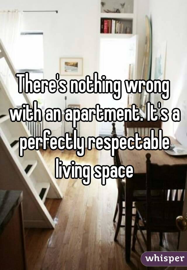 There's nothing wrong with an apartment. It's a perfectly respectable living space