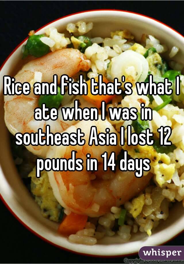 Rice and fish that's what I ate when I was in southeast Asia I lost 12 pounds in 14 days