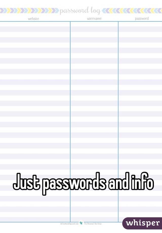 Just passwords and info 