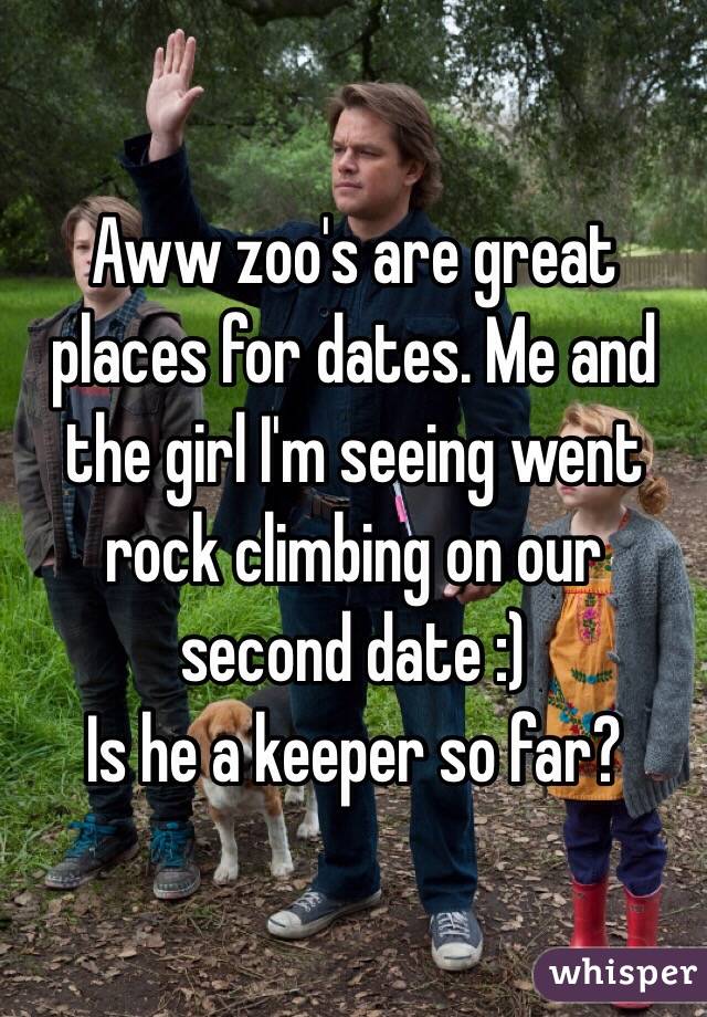 Aww zoo's are great places for dates. Me and the girl I'm seeing went rock climbing on our second date :) 
Is he a keeper so far? 