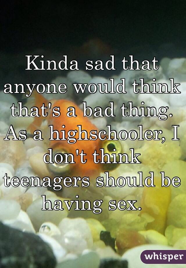 Kinda sad that anyone would think that's a bad thing. As a highschooler, I don't think teenagers should be having sex. 