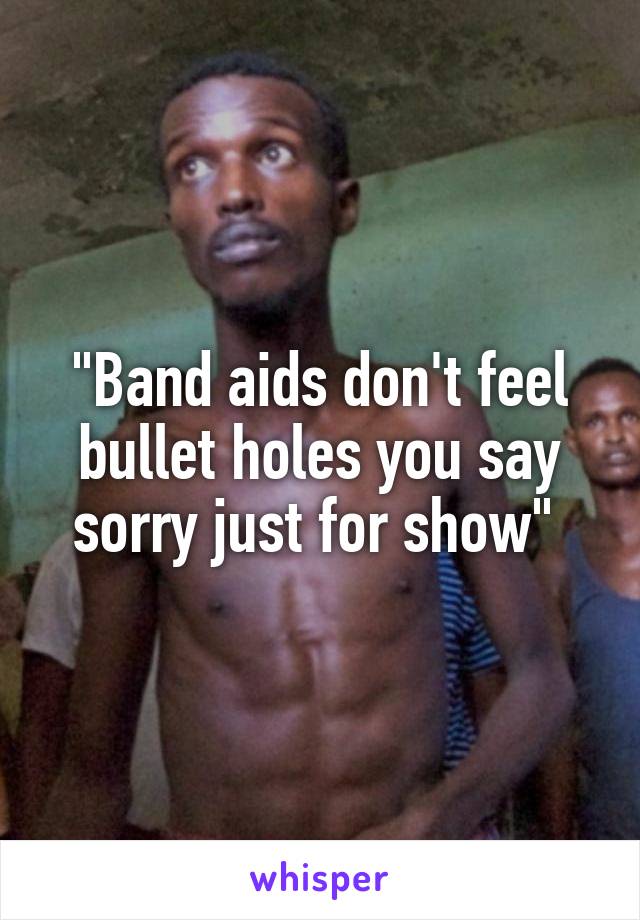 "Band aids don't feel bullet holes you say sorry just for show" 