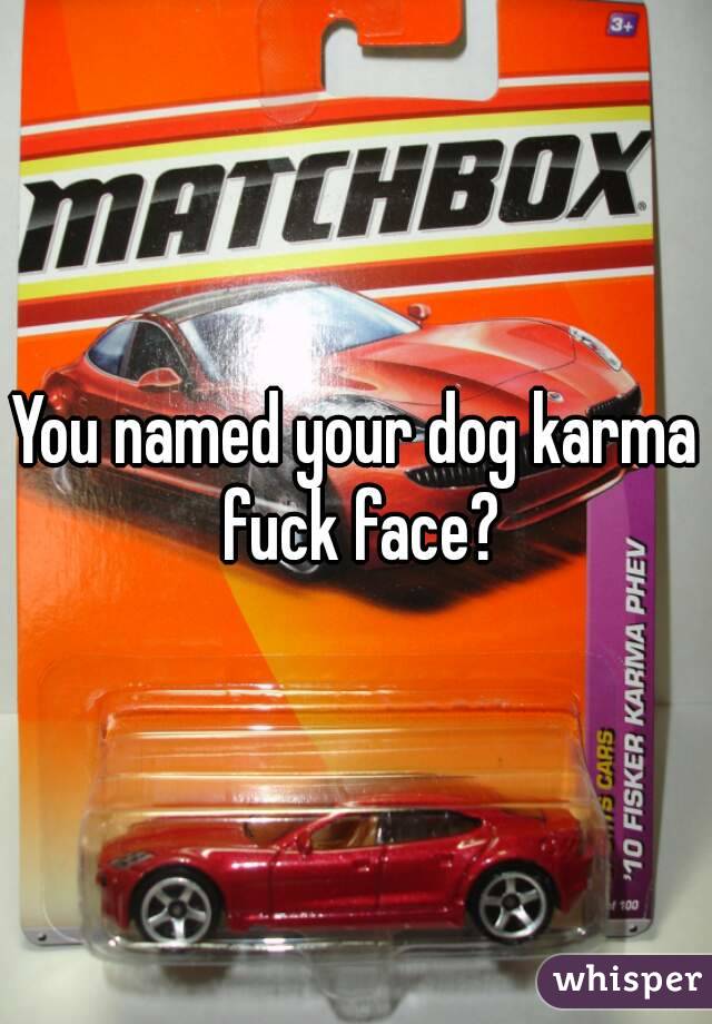 You named your dog karma fuck face?