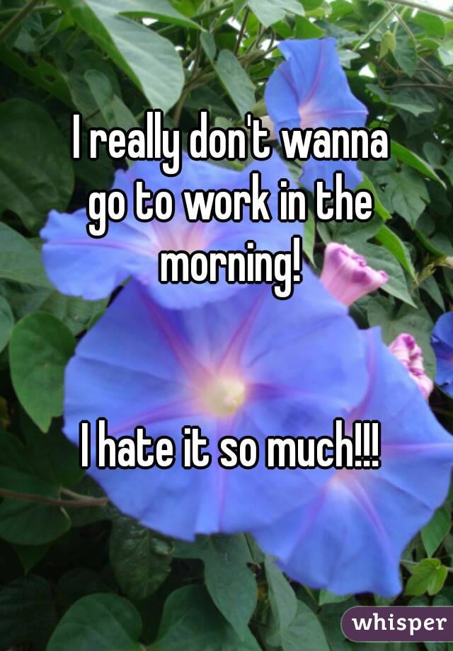 I really don't wanna
go to work in the
morning!


I hate it so much!!!