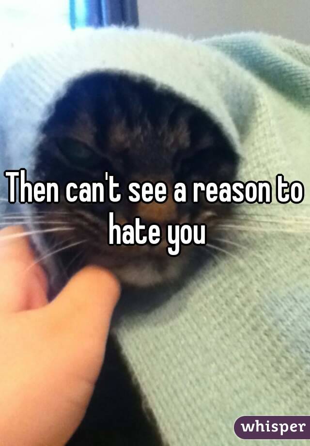 Then can't see a reason to hate you