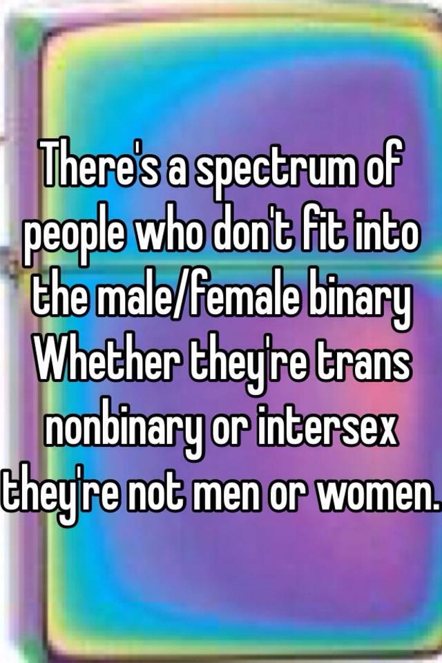 There's a spectrum of people who don't fit into the male/female binary ...