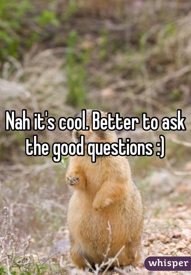 Nah it's cool. Better to ask the good questions :)