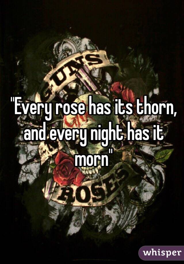 "Every rose has its thorn, and every night has it morn"