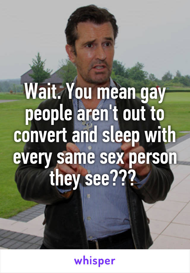 Wait. You mean gay people aren't out to convert and sleep with every same sex person they see??? 