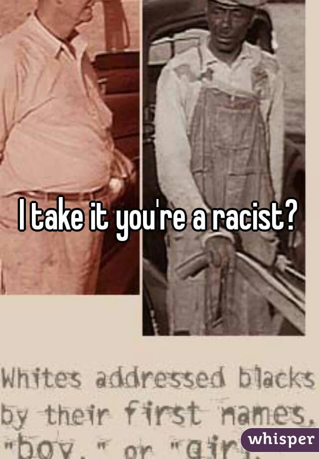 I take it you're a racist?