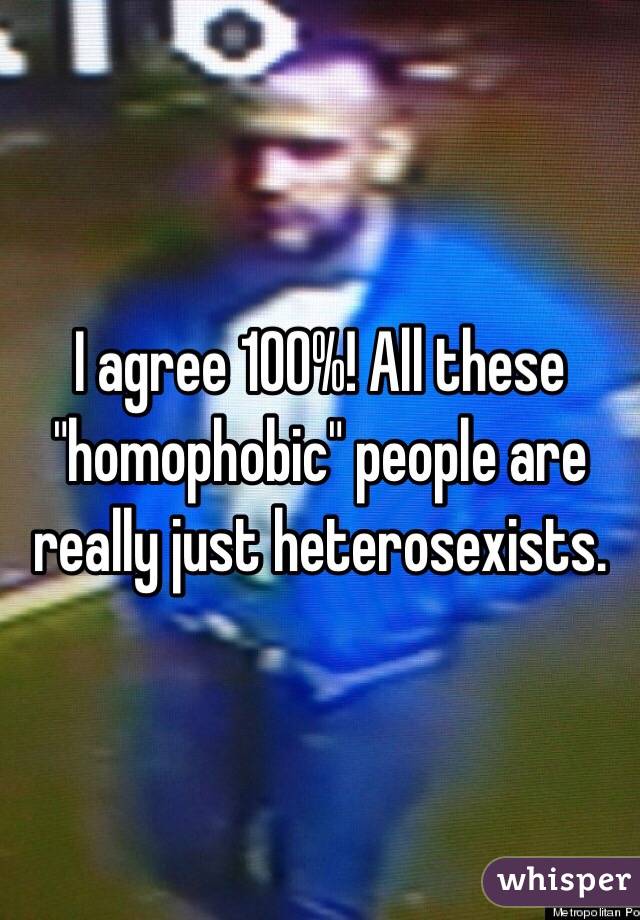 I agree 100%! All these "homophobic" people are really just heterosexists. 